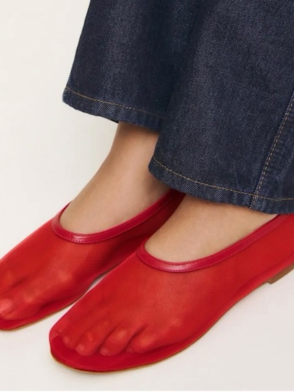 Reformation mesh slip on ballet flats